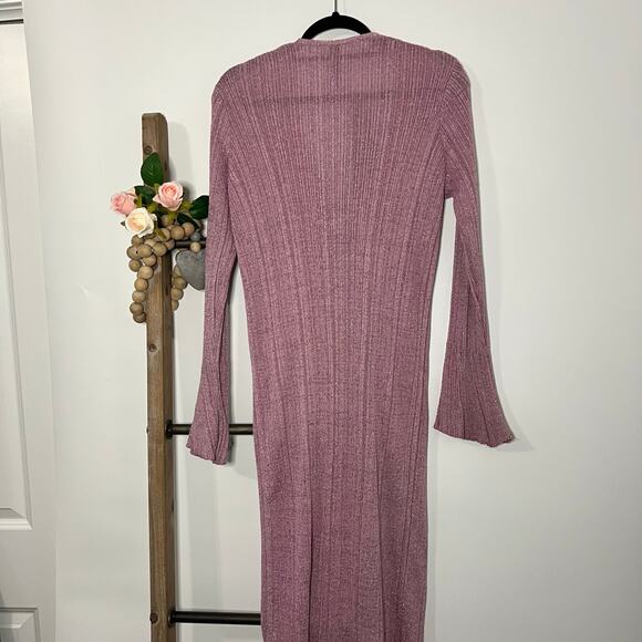 Anthropologie Purple Long Shine Shimmer Cardigan Size Medium - Picture 6 of 9